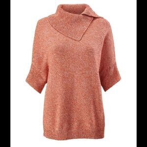 Cabi orange fold over pullover sweater style 3011 Small